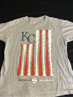 3/$10 Kansas City Royals Gray Graphic Baseball Crewneck Tee